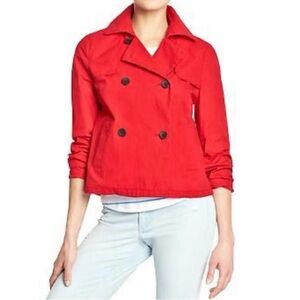 Old Navy Red Double Breasted Cropped Trench Coat - PTP 22